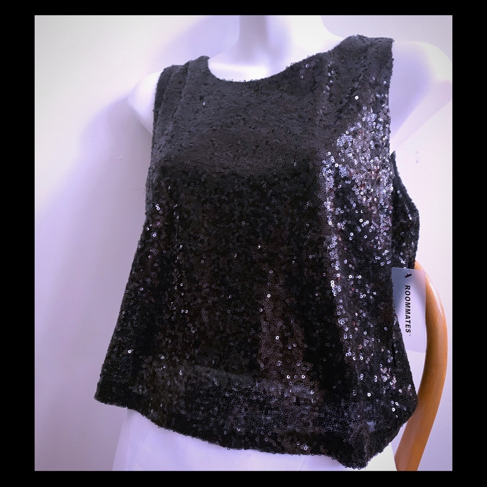 Roommates Black Sleeveless Black Sequined Top
